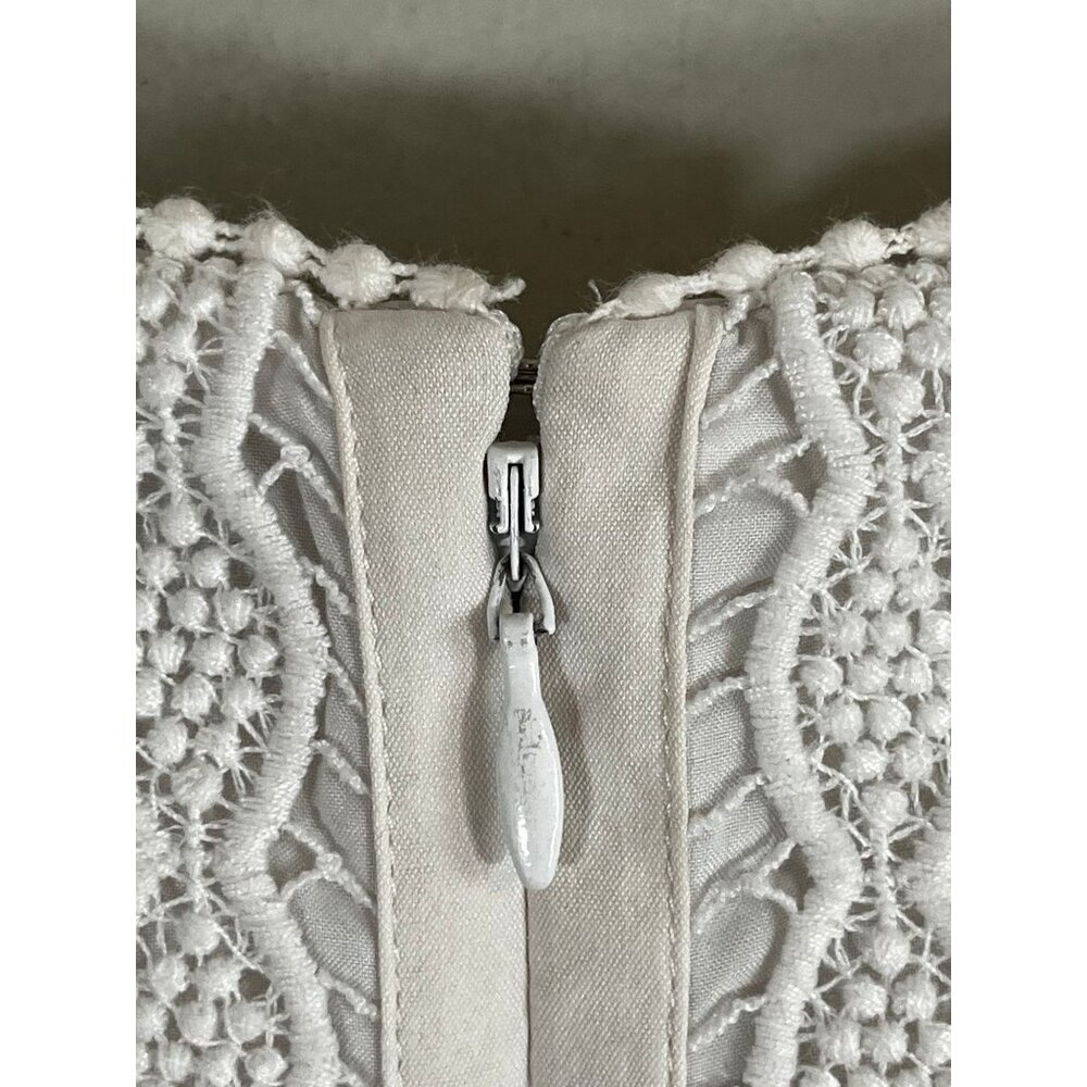 Floral Crochet Tank Dress White 6 Bridal Boho Indie Folk Eyelet Scalloped Chic - Picture 7 of 10